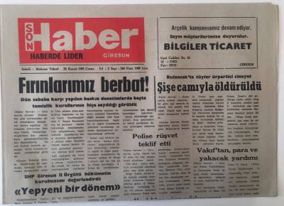 Giresun Son Haber Gazetesi 22 Kasım 1991 - Fırınlarımız Berbat , Bulancakspor- Giresunspor Dostluk Maçında Seyirci Patlaması Bekleniyor GZ18165 - 1