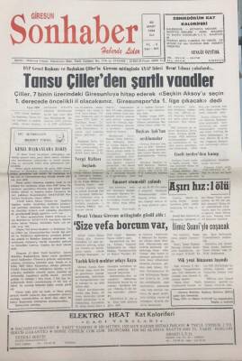 Giresun Son Haber Gazetesi 22 Mart 1994 Çiller Seçkin Aksoyu Seçin 1.Derecede Öncelikli İl Olacaksınız,Giresunspor 1.Lige Çıkacak GZ14162 - 1