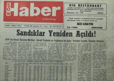 Giresun Son Haber Gazetesi 23 Ekim 1991-Sandıklar Yeniden Açıldı!- GZ14074 - 1