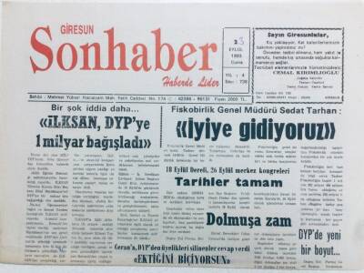 Giresun Son Haber Gazetesi 23 Eylül 1993 - Fiskobirlikİyiye Gidiyoruz GZ41329 - 1