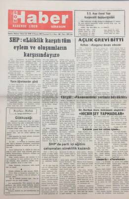 Giresun Son Haber Gazetesi 23 Kasım 1992 Burhan Kara Hükümeti Eleştirdi-Hiçbir Şey Yapmadılar GZ14112 - 1
