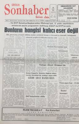 Giresun Son Haber Gazetesi 23 Mart 1994 Türkan Akyol Giresunda GZ14163 - 1