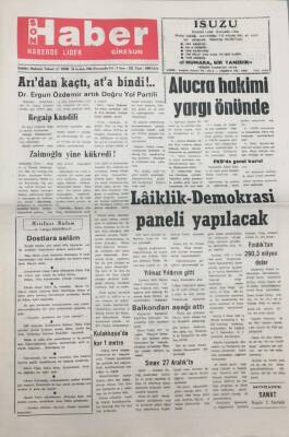 Giresun Son Haber Gazetesi 24 Aralık 1992 Alucra Hakimi Ahmet Nuri Artar Yargı Önünde GZ14123 - 1