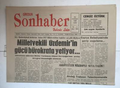 Giresun Son Haber Gazetesi 24 Haziran 1994 - Memur Sendikalarına Eylem Yasağı GZ7361 - 1