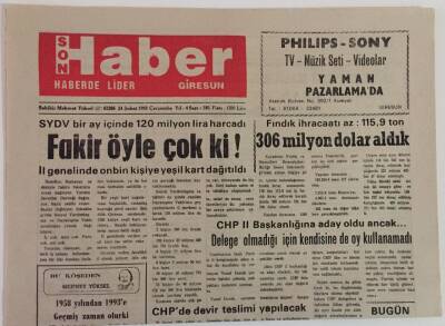 Giresun Son Haber Gazetesi 24 Şubat 1993 - Fakir Öyle Çok Ki İl Genelinde Onbin Kişiye Yeşil Kart Dağıtıldı GZ18339 - 1