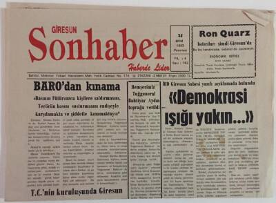 Giresun Son Haber Gazetesi 25 Ekim 1993 - T.C.nin Kuruluşunda Giresun GZ18342 - 1