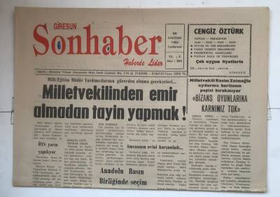 Giresun Son Haber Gazetesi 25 Haziran 1994 - Milletvekilinden Emir Almadan Tayin Yapmak ! GZ7360 - 1
