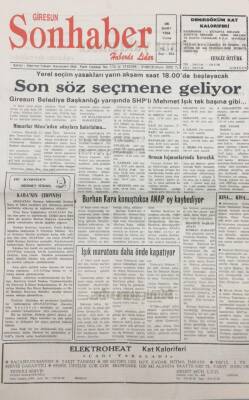 Giresun Son Haber Gazetesi 25 Mart 1994 Giresun Belediye Başkanlığında Son Söz Seçmene Geliyor GZ14165 - 1