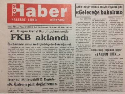 Giresun Son Haber Gazetesi 25 Ocak 1993 - FKB Aklandı GZ34609 - 1