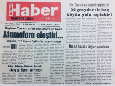 Giresun Son Haber Gazetesi 25 Şubat 1992 - Atamalara Eleştiri GZ41337 - 1