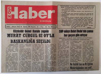 Giresun Son Haber Gazetesi 26 Ağustos 1991 - Şebinkarahisarın İl Olma İşi Seçimden Sonraya Kaldı GZ18310 - 1