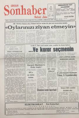 Giresun Son Haber Gazetesi 26 Mart 1994 CHP Oyları Bölmeyin GZ14166 - 1