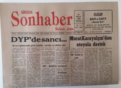 Giresun Son Haber Gazetesi 27 Aralık 1993 - Murat Karayalçından Otoyola Destek ,Perdeyi Galibiyetle Kapattık GZ18201 - 1