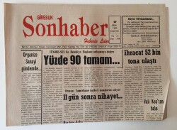 Giresun Son Haber Gazetesi 27 Ekim 1993 - Fındık İhracatı 52 Bin Tona Ulaştı GZ10982 - 2