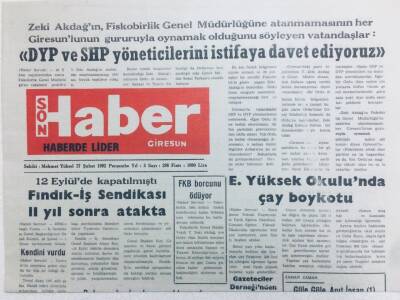 Giresun Son Haber Gazetesi 27 Şubat 1992 - FKB Borcunu Ödüyor GZ41339 - 1