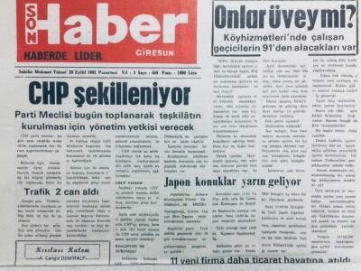 Giresun Son Haber Gazetesi 28 Eylül 1992 - CHP Şekilleniyor GZ41344 - 1