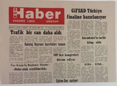 Giresun Son Haber Gazetesi 29 Haziran 1993 - GİFSAD Türkiye Finaline Hazırlanıyor , TÜM-BEL-SEN Türkiye Çapında Yürüyecek GZ18361 - 1