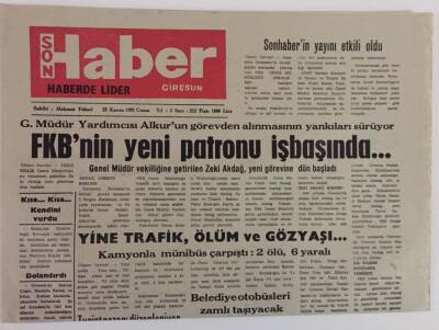 Giresun Son Haber Gazetesi 29 Kasım 1991 - FKBnin Yeni Patronu İşbaşında GZ18357 - 1