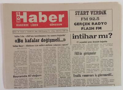 Giresun Son Haber Gazetesi 29 Mart 1993 - FKBde Görüşmeler , Anapta Seçim GZ18369 - 1