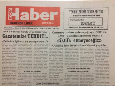 Giresun Son Haber Gazetesi 29 Şubat 1992 - Gazetemize Tehdit GZ35484 - 1