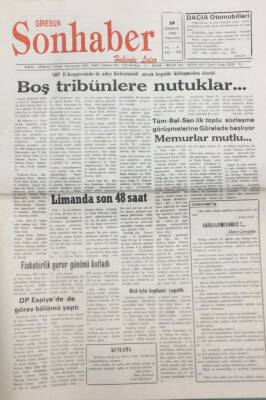Giresun Son Haber Gazetesi 29 Temmuz 1993 Limanda Son 48 Saat GZ14105 - 1