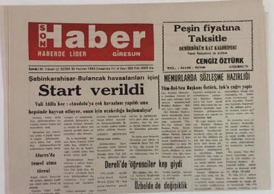 Giresun Son Haber Gazetesi 30 Haziran 1993 - Şebinkarahisar - Bulancak Havaalanı İçin Start Verildi, Şenlik Öncesi Yola Bakım Yapılıyor GZ18362 - 1