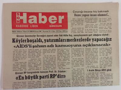 Giresun Son Haber Gazetesi 30 Kasım 1992 - Prof .Dr. Erbakan Rp Giresun Kongresinde Konuştu En Büyük Parti RPdir GZ18353 - 1