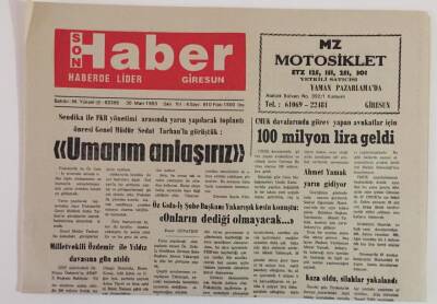 Giresun Son Haber Gazetesi 30 Mart 1993 - Sendika İle FKB Yönetimi Arasında Yapılacak Toplantı Öncesi Genel Müdür Sedat Tarhan Umarım Anlaşırız Dedi GZ18370 - 1