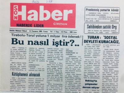 Giresun Son Haber Gazetesi 31 Temmuz 1992 - Bu Nasıl İştir GZ41332 - 1