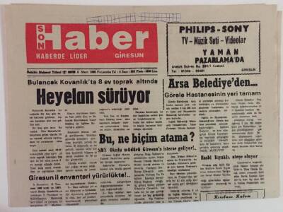Giresun Son Haber Gazetesi 4 Mart 1993 - Bulancak Kavanlıkta 8 Ev Toprak Altında Heyelan Sürüyor GZ18341 - 1