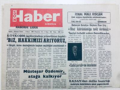 Giresun Son Haber Gazetesi 4 Mayıs 1992 - FKB Ürünlerine Zam GZ41041 - 1
