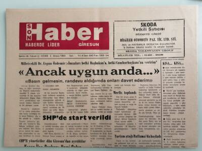 Giresun Son Haber Gazetesi 4 Mayıs 1993 Batı Avrupaya Uzanan Köprü -GZ33340 - 1