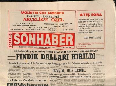 Giresun Son Haber Gazetesi 4 Nisan 1995 - Fındık Dalları Kırıldı - FKBde Bayram GZ123032 - 1