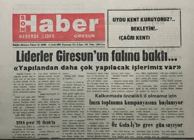 Giresun Son Haber Gazetesi 4 Ocak 1993 -Liderler Giresunun Falına Baktı - GZ14059 - 1