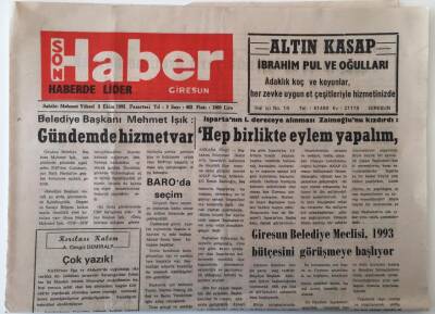 Giresun Son Haber Gazetesi 5 Ekim 1992 - Giresun Belediye Meclisi , 1993 Bütçesini Görüşmeye Başlıyor GZ18325 - 1