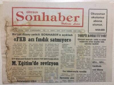 Giresun Son Haber Gazetesi - 5 Ekim 1994 - FKB Acı Fındık Satmıyor GZ34253 - 1