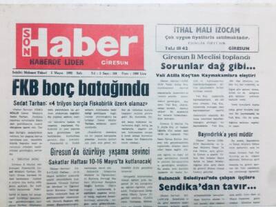 Giresun Son Haber Gazetesi 5 Mayıs 1992 - FKB Borç Batağında GZ41042 - 1