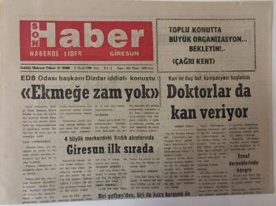 Giresun Son Haber Gazetesi 5 Ocak 1993 - 4 Büyük Merkezdeki Fındık Alımlarında Giresun İlk Sırada GZ13471 - 1