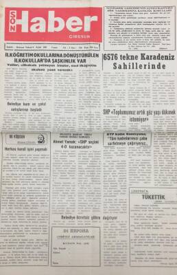 Giresun Son Haber Gazetesi 6 Eylül 1991 Ahmet Yamak SHP Seçimi 4-0 Kazanacaktır GZ14175 - 1