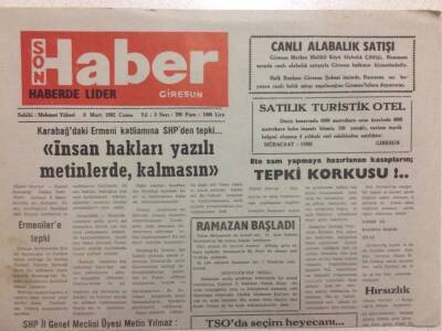 Giresun Son Haber Gazetesi 6 Mart 1992 - Ramazan Başladı GZ35480 - 1