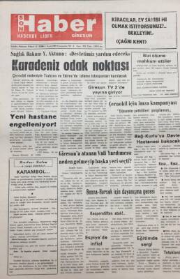 Giresun Son Haber Gazetesi 6 Ocak 1993 Yeni Hastane Engelleniyor GZ14127 - 1