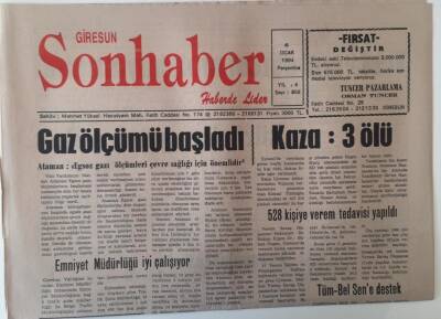 Giresun Son Haber Gazetesi 6 Ocak 1994 - Egsoz Gaz Ölçümü Başladı Çevre Sağlığı İçin Önemli Bir Adım Atıldı GZ18267 - 1
