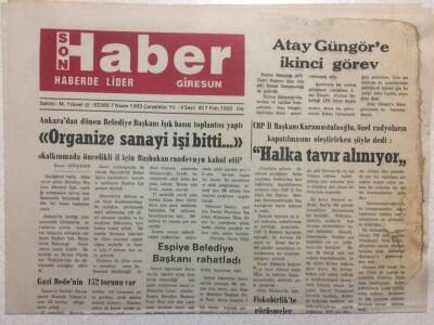 Giresun Son Haber Gazetesi 7 Nisan 1993 - Organize Sanayi İşi Bitti GZ38451 - 1