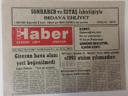 Giresun Son Haber Gazetesi 7 Ocak 1993 - Giresun Hava Alanı Yeri Beğenilmedi GZ13472 - 2