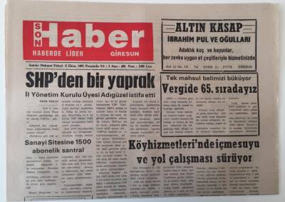 Giresun Son Haber Gazetesi 8 Ekim 1992 - Köy Hizmetlerinde İçme Suyu Ve Yol Çalışması Sürüyor , Vergide 65. Sıradayız GZ18326 - 1