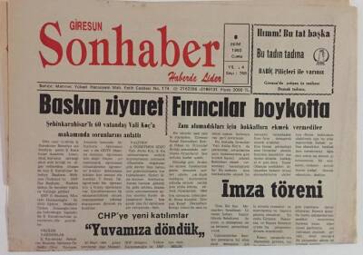 Giresun Son Haber Gazetesi 8 Ekim 1993 - Fırıncılar Boykotta , Baskın Ziyaret Şebinkarahisarlı 60 Vatandaş Vali Koça Makamında Sorunlarını Anlattı GZ18340 - 1