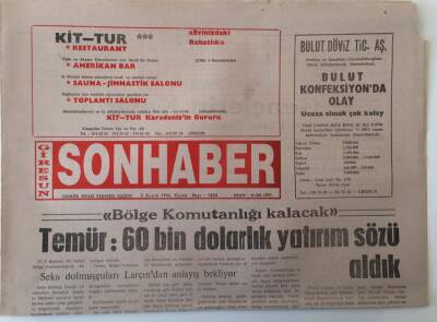 Giresun Son Haber Gazetesi 8 Kasım 1996 - Bölge Komutanlığı Kalacak Temür 60 Bin Dolarlık Yatırım Sözü Aldık GZ18298 - 1