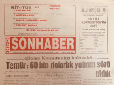 Giresun Son Haber Gazetesi 8 Kasım 1996 - Temür60 Bin Dolarlık Yatırım Sözü Aldık GZ38705 - 1