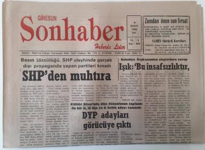 Giresun Son Haber Gazetesi 8 Şubat 1994 - DYP Adayları Görücüye Çıktı GZ18185 - 1