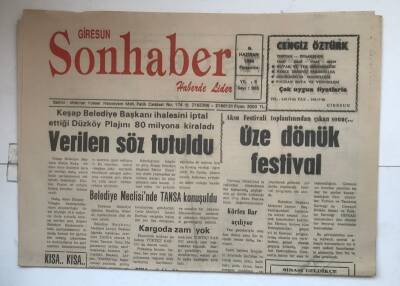 Giresun Son Haber Gazetesi 9 Haziran 1994 - Kargoda Zam Yok GZ7354 - 1